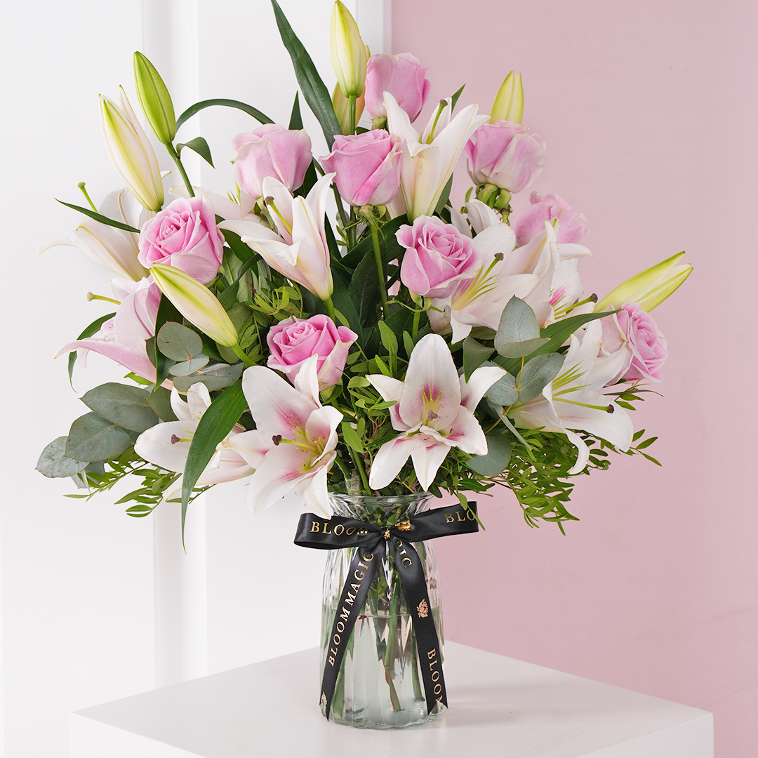 
              Pink Roses and Pink Lilies